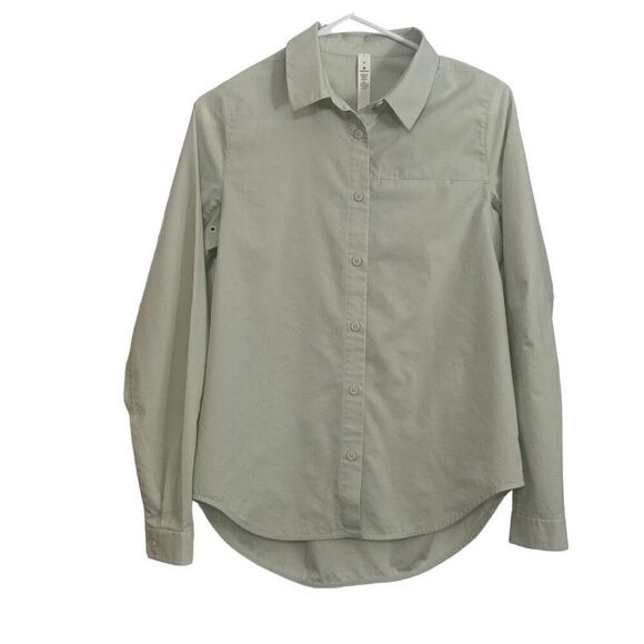 Lululemon Full Day Ahead Long Sleeve Light Green Button Front Shirt Women Size 4 - Picture 1 of 13